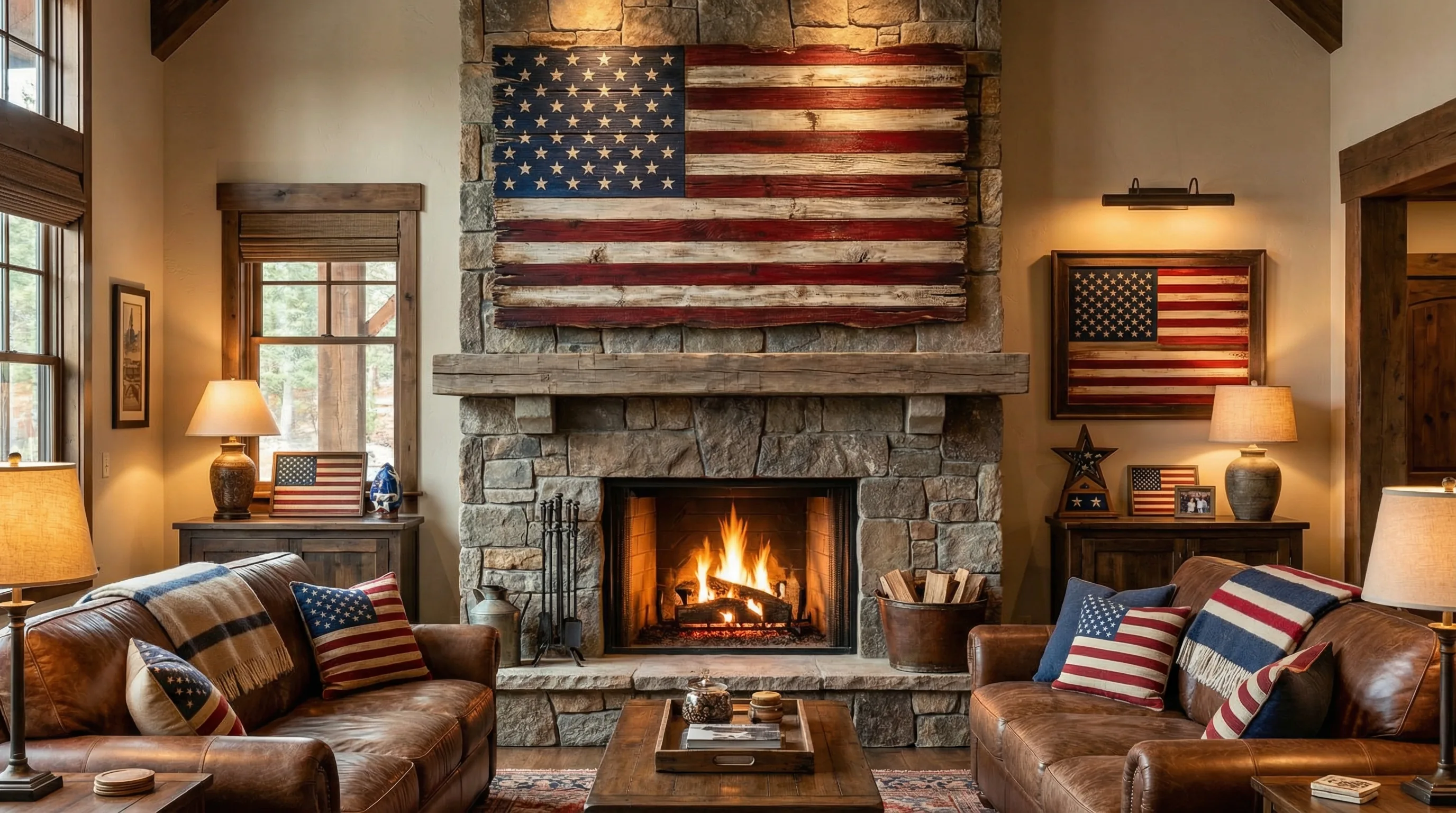 Handcrafted rustic wooden American flag by Stocksdale Custom Woodworking